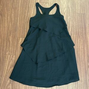 EUC RECKLESS ANGEL Black Racerback Top/Short Dress Tiered w/Cream Back Bow Sz S